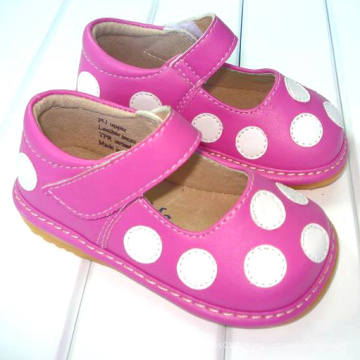 Hot Pink with White Polka Dots Toddler Girl Squeaky Shoes